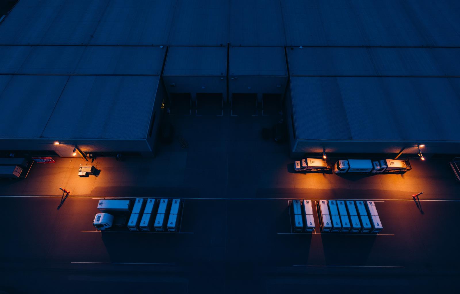 Aerial view of a logistics distribution center